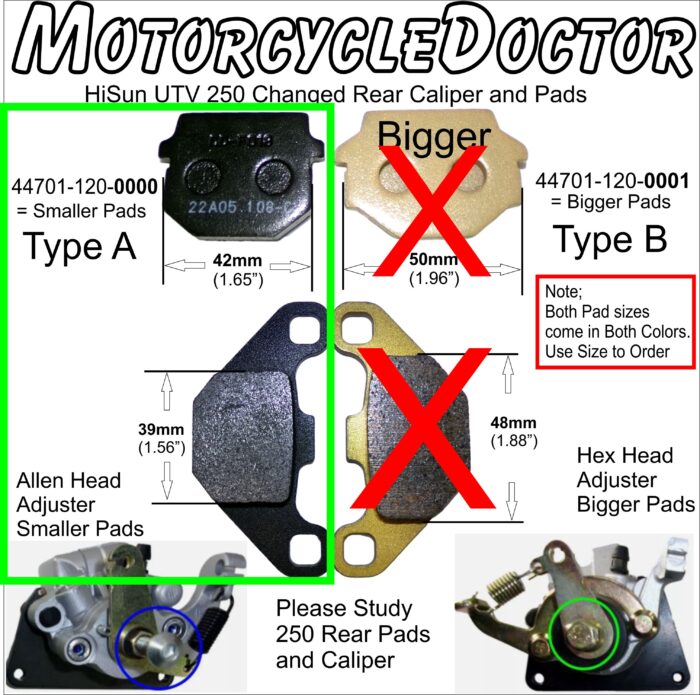 REAR BRAKE PADS 250 Type 'A' see Pics.