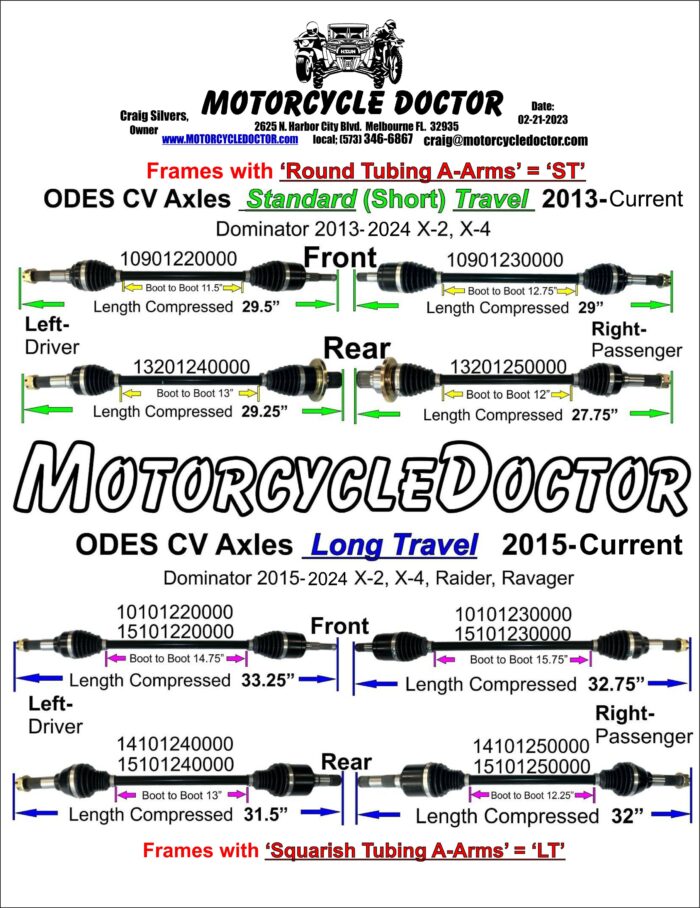 ODES Front Left Axle 800/1000 Short Travel - Image 2