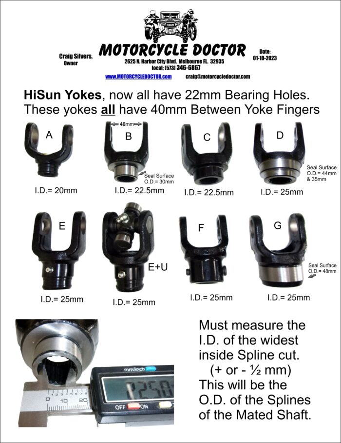 Universal Joint and Yokes 22mm Assy. A and B Yoke - Image 2