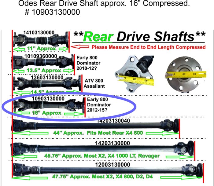 Odes Drive Shaft Rear 16"