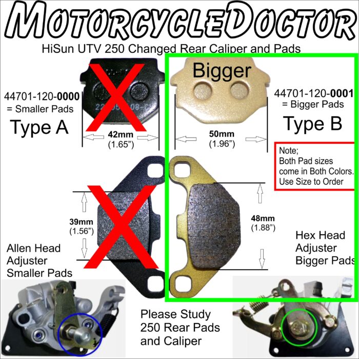 REAR BRAKE PADS 250 Type 'B' see Pics.