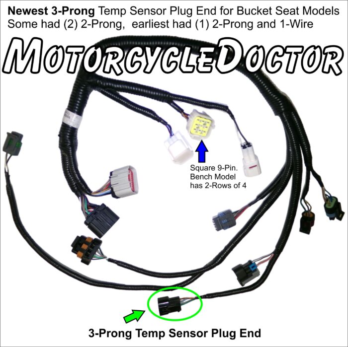 ECU Harness Bucket Seat 3 Prong Temp Sensor Square 9 Pin